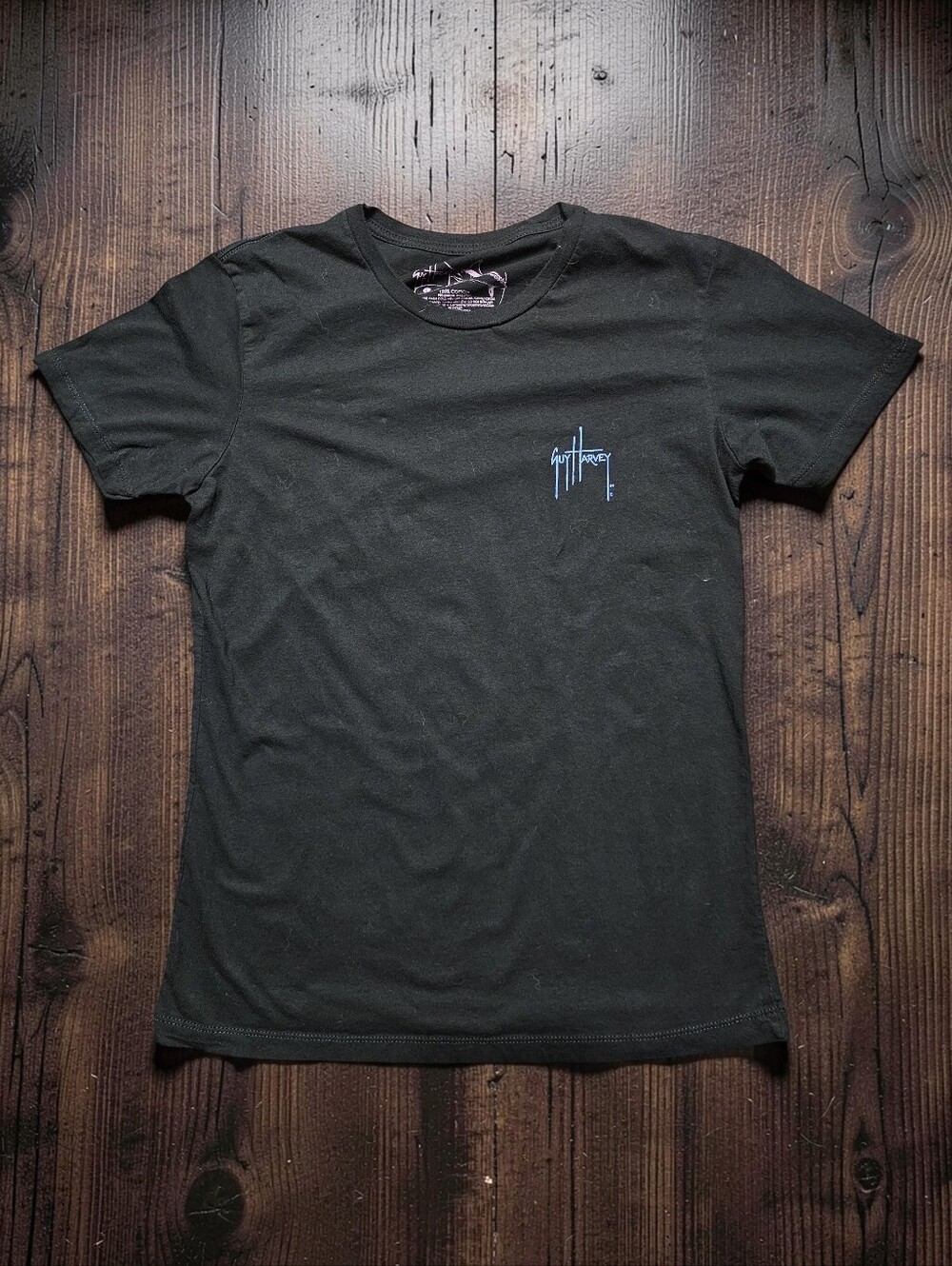 GUY HARVEY Black Graphic Pocket-Logo Tee. Size LG. Excellent Condition!